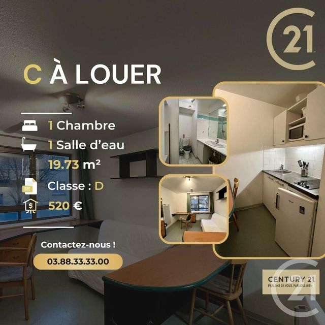 Appartement Studio à louer - 1 pièce - 19.73 m2 - STRASBOURG - 67 - ALSACE - Century 21 Les Brasseurs