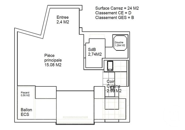 Appartement F1 à louer - 1 pièce - 24.0 m2 - SCHILTIGHEIM - 67 - ALSACE - Century 21 Les Brasseurs